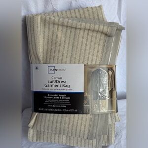 Mainstays Beige Canvas Garment Bag with Stripes